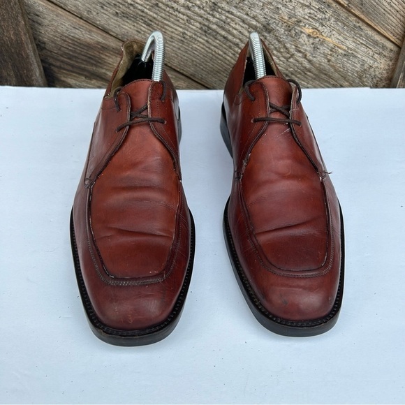 Johnston & Murphy Men's Size 9 M Brown Moc Toe Lace Up Leather Made in Italy - Picture 2 of 9